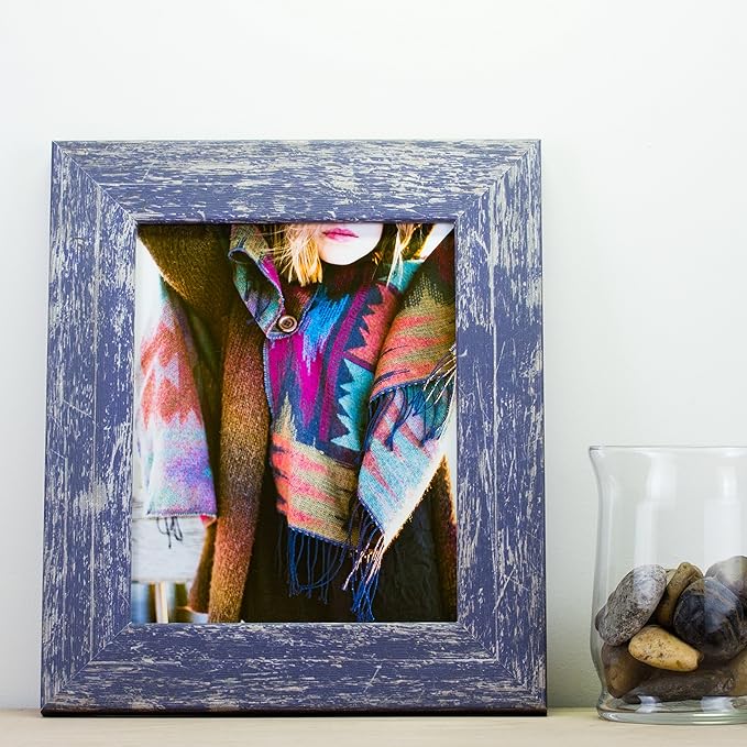 Craig Frames American Barn, 12x14 Picture Frame, Faux Barnwood, Blue
