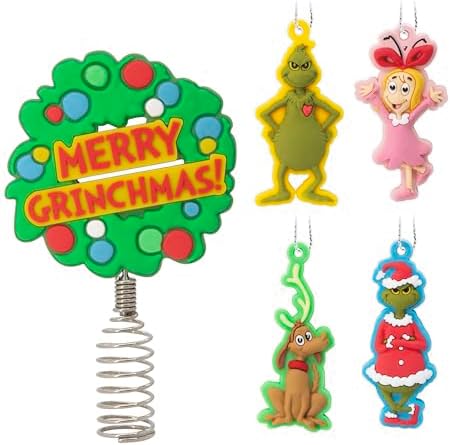 Hallmark Grinch Mini Christmas Tree Topper and Ornaments, Set of 5 by Hallmark