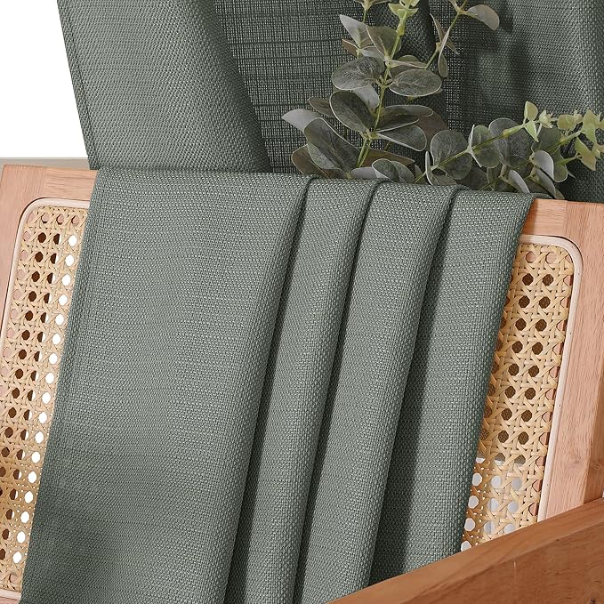 Chyhomenyc Bennet Olive Green Curtains 84 Inches Long 2 Panels, Faux Linen Textured Semi Sheer Light Filtering Soft Airy Privacy Farmhouse Curtain Drapes for Living Room Bedroom, 40" Wx84 L