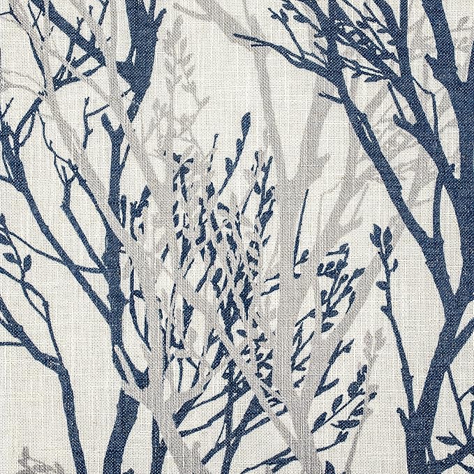DriftAway Tree Branch Linen Lined Valance Double Layer Thermal Insulated Room Darkening Blackout Valances 3 Inch Rod Pocket Short Window Valance for Living Room Bathroom 52 Inch by 24 Inch Blue